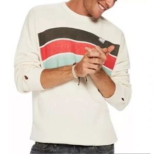 Scotch & Soda Men’s You Blauw Me Away Thermal Sweatshirt 3 Stripe SZ XL Cream